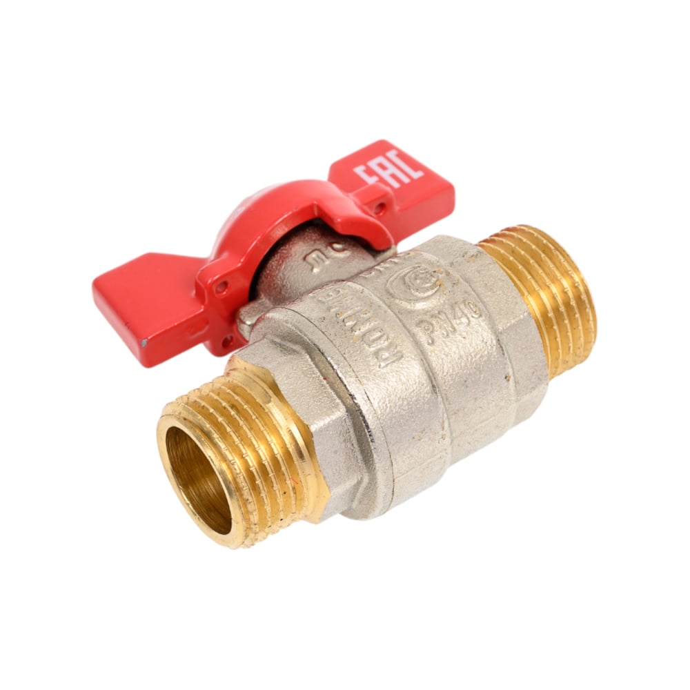 Изображение товара Кран шаровой ROMMER 1/2 с бабочкой, никелированная латунь, 40 бар