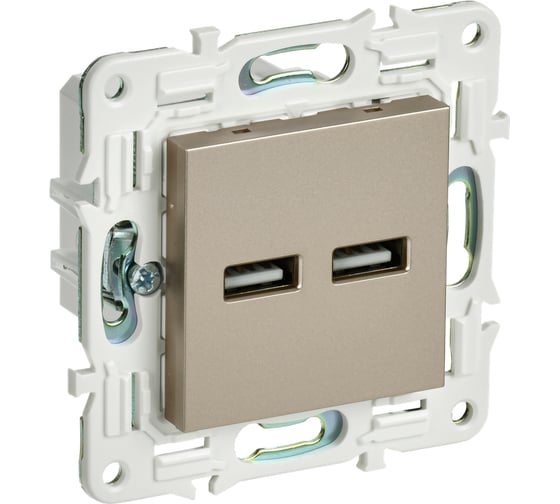 Изображение товара Розетка IEK SKANDY USB A+A 3,1А SK-R15Sh шампань SK-U21-D31-K37