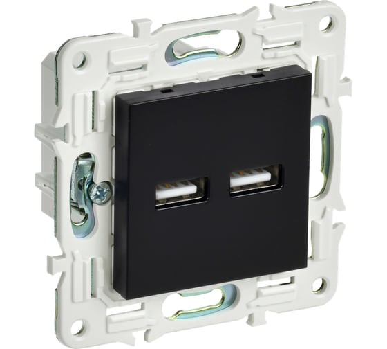 Изображение товара Розетка IEK SKANDY USB A+A 3,1А SK-R15Bl черный SK-U21-D31-K02