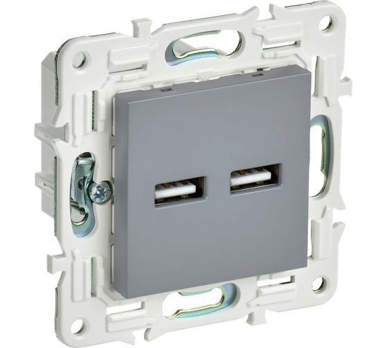 Изображение товара Розетка IEK SKANDY USB A+A 3,1А SK-R15Gr серый SK-U21-D31-K03