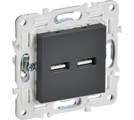 Изображение товара Розетка IEK SKANDY USB A+A 3,1А SK-R15T титан SK-U21-D31-K48