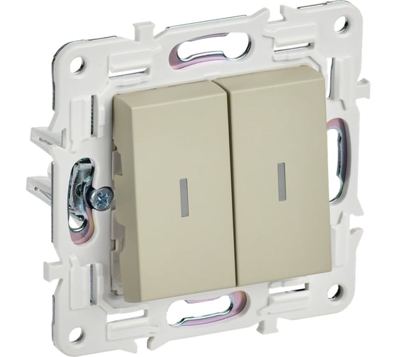 Изображение товара Выключатель IEK SKANDY 2-клавишный проходной с индикацией 10А SK-V10B бежевый SK-V22-1-10-K10