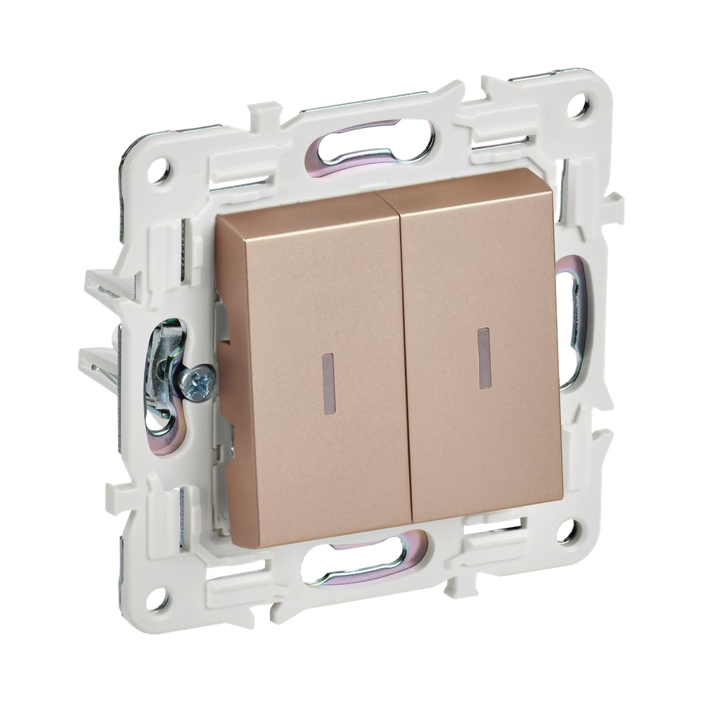 Изображение товара Выключатель проходной IEK SKANDY 2-клавишный с индикацией 10А песочный SK-V10Sa