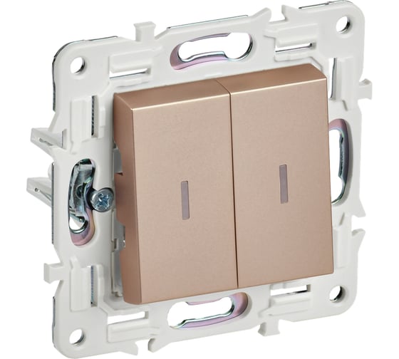 Изображение товара Выключатель IEK SKANDY 2-клавишный проходной с индикацией 10А SK-V10Sa песочный SK-V22-1-10-K98