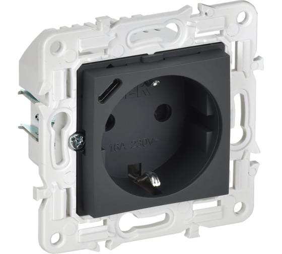 Изображение товара Розетка IEK SKANDY с з/к/ш 16А с USB C 18Вт SK-R17G графит SK-R14-16-U14-018-K53