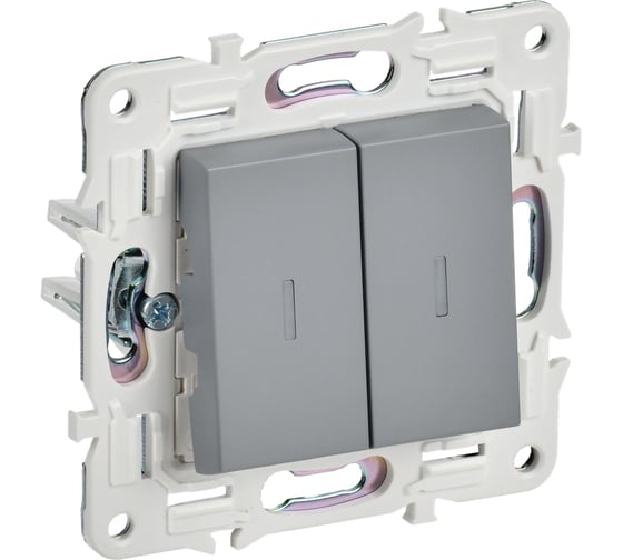 Изображение товара Выключатель IEK SKANDY 2-клавишный проходной с индикацией 10А SK-V10Gr серый SK-V22-1-10-K03