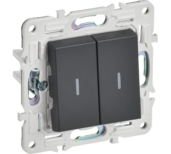 Изображение товара Выключатель IEK SKANDY 2-клавишный проходной с индикацией 10А SK-V10T титан SK-V22-1-10-K48