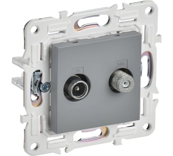 Изображение товара Розетка IEK SKANDY двойная TV+SAT SK-A13Gr серый SK-AF20-O-K03