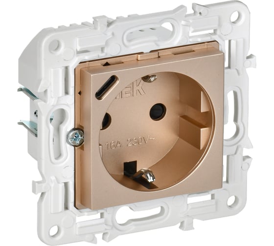 Изображение товара Розетка IEK SKANDY с з/к/ш 16А с USB C 18Вт SK-R17Sa песочный SK-R14-16-U14-018-K98