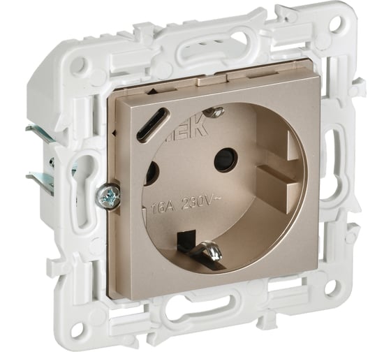 Изображение товара Розетка IEK SKANDY с з/к/ш 16А с USB C 18Вт SK-R17Sh шампань SK-R14-16-U14-018-K37