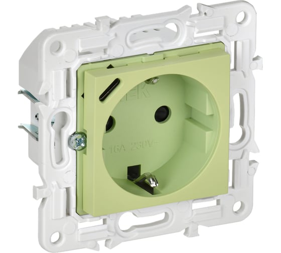 Изображение товара Розетка IEK SKANDY с з/к/ш 16А с USB C 18Вт SK-R17M мятный SK-R14-16-U14-018-K06