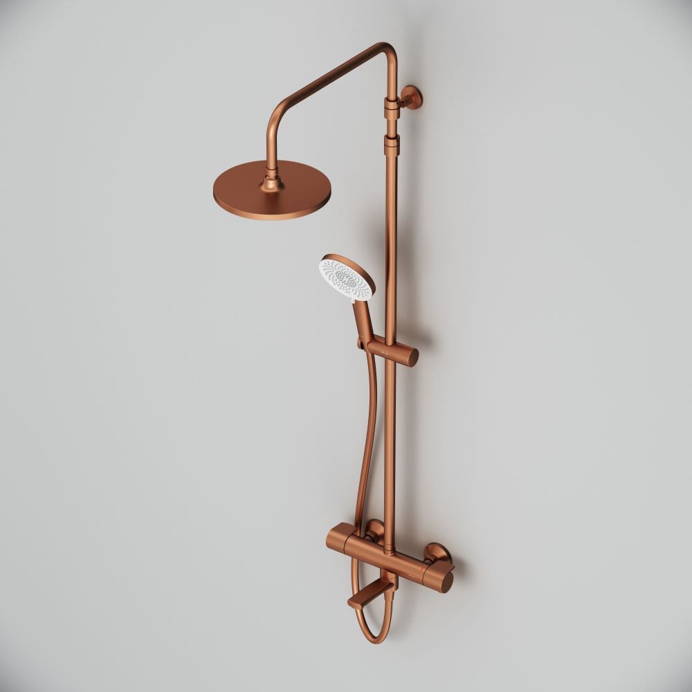 Изображение товара Душевая система AM.PM X-Joy с термостатом и верхним душем 220 мм розовое золото