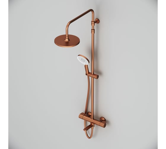 Изображение товара Душевая система AM.PM X-Joy смеситель для ванны/душа с ТМС, душ.штанга, верх.душ 220 мм, руч.душ, роз.золото F0785A544