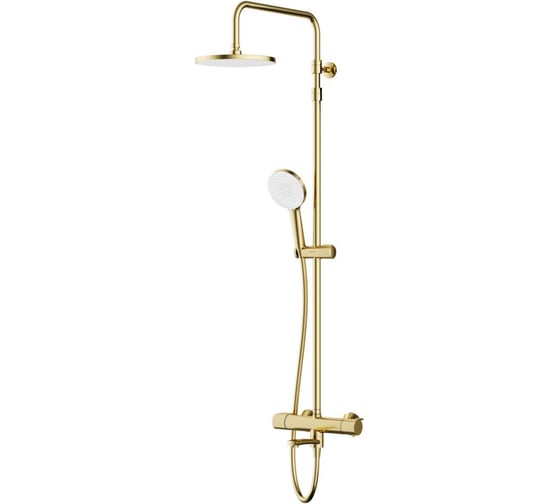 Изображение товара Душевая система AM.PM X-Joy смеситель для ванны/душа с ТМС, душ.штанга, верх.душ 220 мм, руч.душ, золото F0785A599