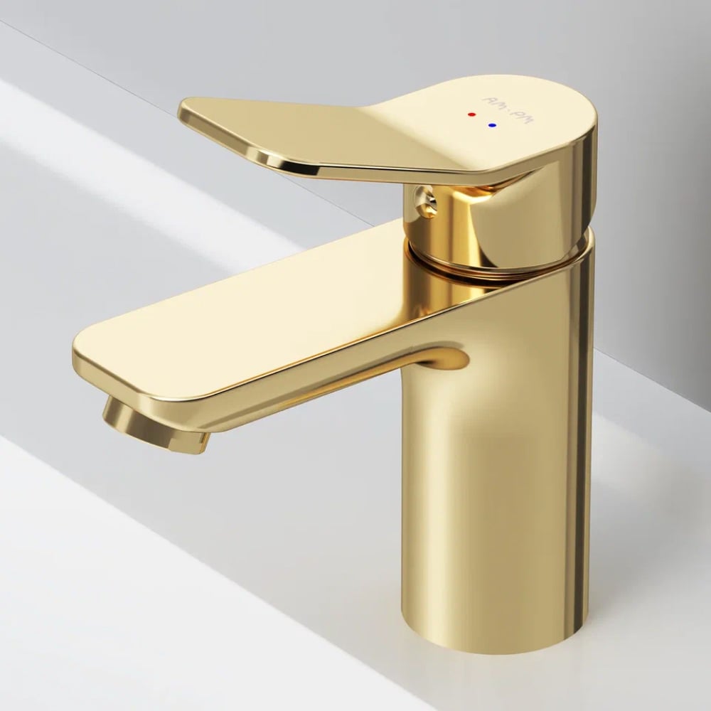 Изображение товара Смеситель для умывальника AM.PM X-Joy излив 100 мм золото современный дизайн