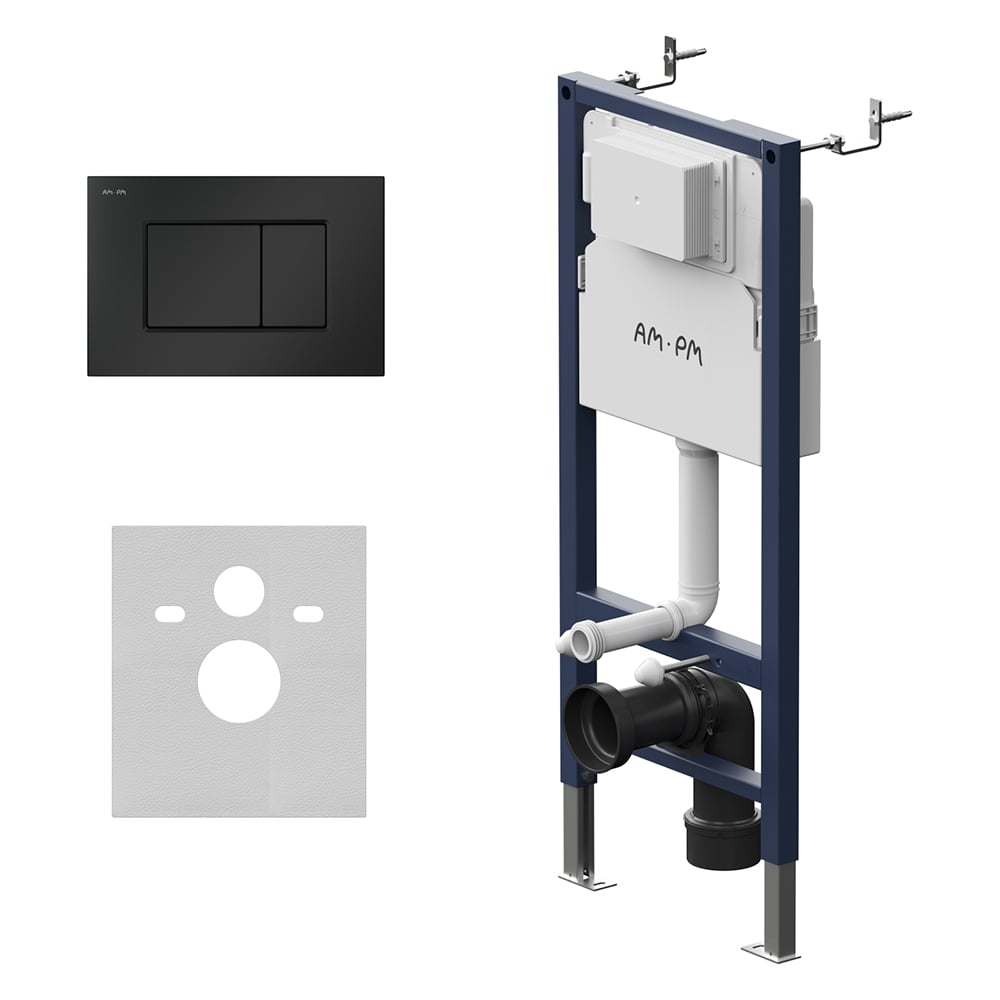 Изображение товара Инсталляция для унитаза AM.PM PrimeFit S с клавишей, черная, 9 л
