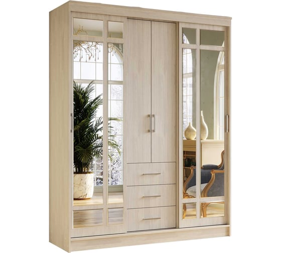 Изображение товара Шкаф-купе Арника комбинированный Маэстро, ясень белый 00-00015591