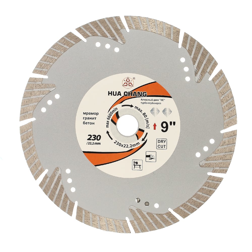 Изображение товара Диск алмазный отрезной турбо сплошной глубокорез по бетону и камню 230x22.2/14x1.8/3.4 мм All-over Segmented Best for Concrete Turbo deep-cutting HC H21230029