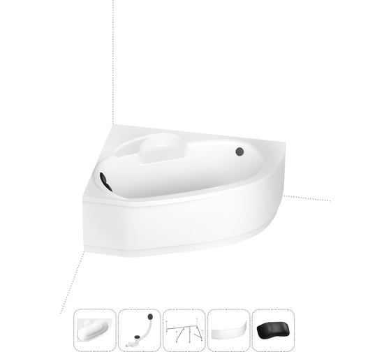 Изображение товара Акриловая ванна Lavinia Boho Bell Pro в наборе 5 в 1: акриловая ванна (левый разворот), каркас, экран, слив-перелив, подголовник 202011729