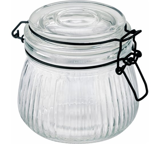 Изображение товара Банка Mallony из рельефного стекла, LA SCALA, объем 500 мл, с бугельным цветным замком 108317