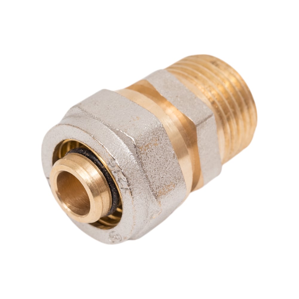 Изображение товара Ниппель Damento 16 мм 1/2 дюйма латунь никелированный переходник