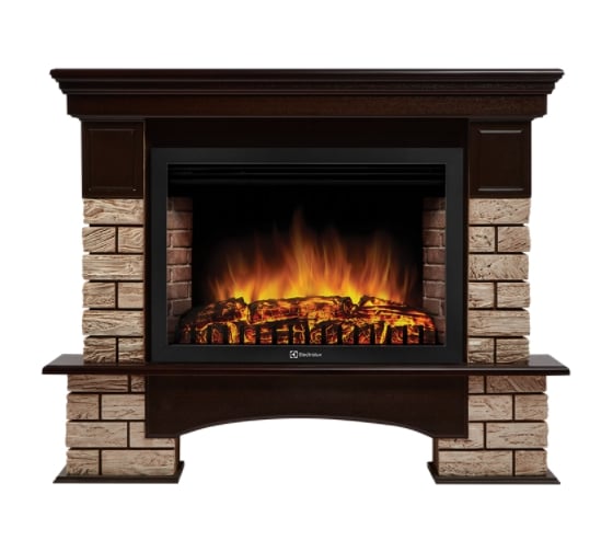 Изображение товара Портал Firelight Forte Wood 30, камень коричневый, шпон темный дуб НС-1292164