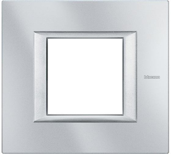 Изображение товара Рамка Bticino Axolute декоративная прямоугольная итальянского/немецкого стандарта. Цвет "Алюминий" Монохром. 2 модуля. HA4802HC
