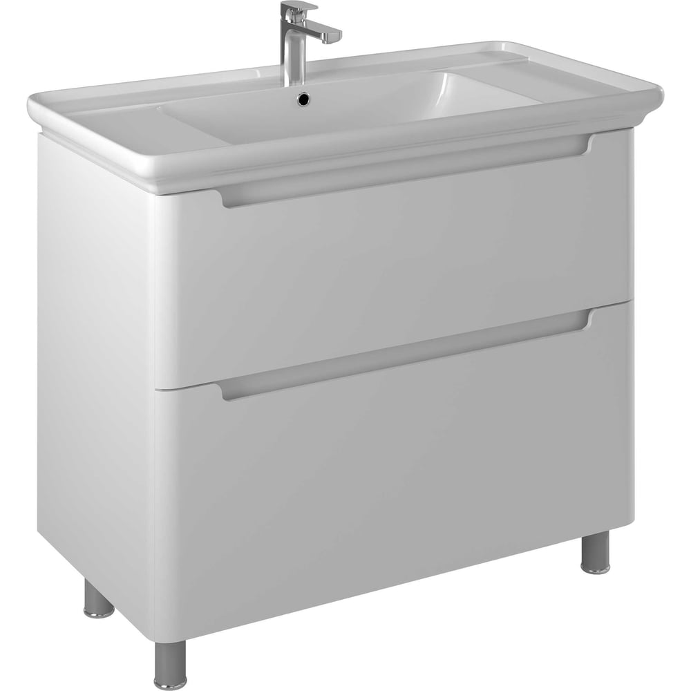 Изображение товара Мебель для ванной тумба BRIZ Альби т8-105 с ящиками белая глянец напольная