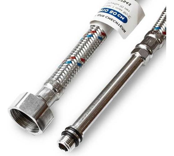 Изображение товара Подводка для смесителя Damento с нержавеющим оплетением, 1/2-М10, 100 см, штуцер 100 мм 007945