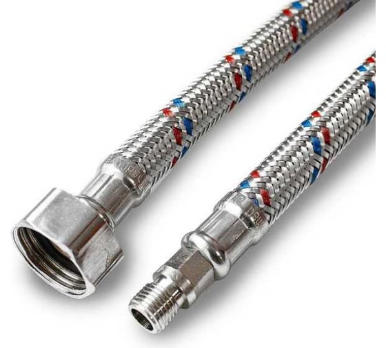 Изображение товара Подводка для смесителя Damento с нержавеющим оплетением, в ПВХ оболочке, 1/2-М10, 60 см, короткая 003849
