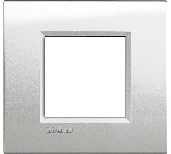 Изображение товара Рамка Bticino LivingLight "Лунное серебро", универсальная, 2 модуля LNA4802GL