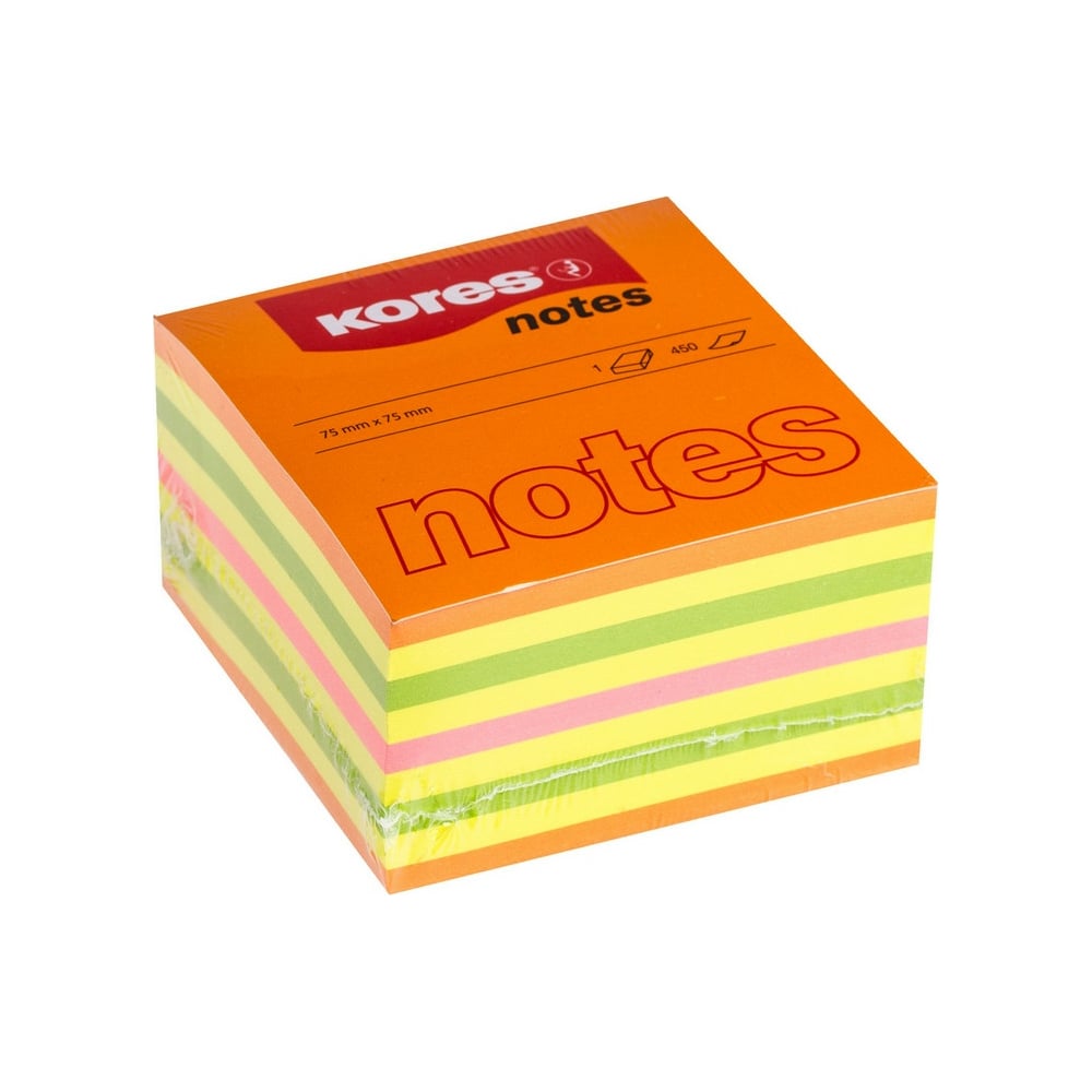 Блок-кубик бумаги для заметок Kores сахар неоновый konfinetta жёлтый 50 г