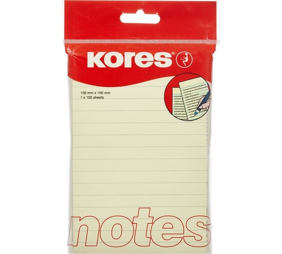 Изображение товара Блок-кубик бумаги Kores для заметок 100х150 желтый 100 листов линейка 46510 96737