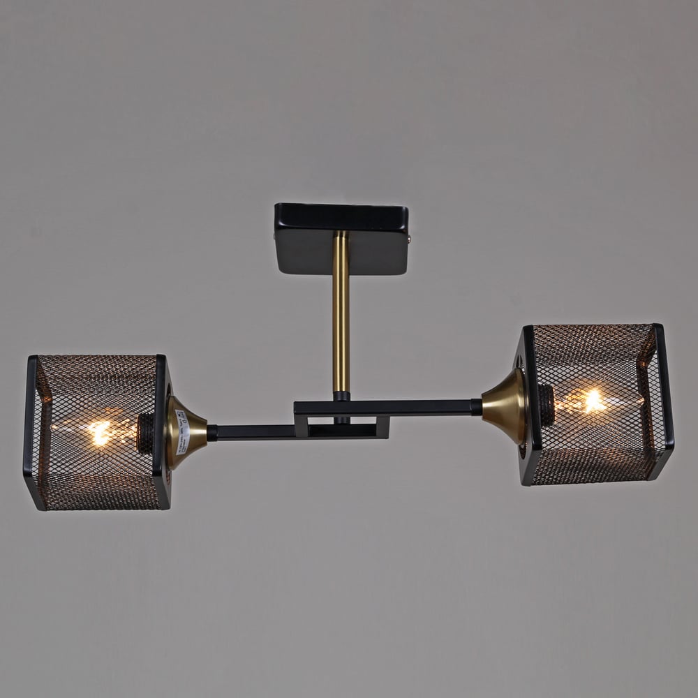 Изображение товара Потолочный светильник Reluce 06400-0.3-02 BK+COP современный дизайн металлический 2 лампы 60 Вт