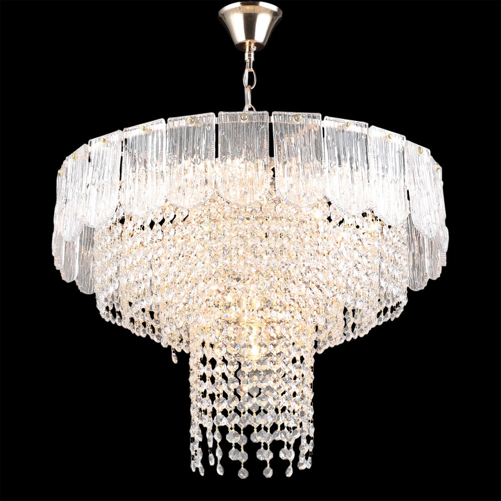 Изображение товара Подвесная люстра Reluce 02438-0.4-07 FGD с прозрачными плафонами и золотой арматурой