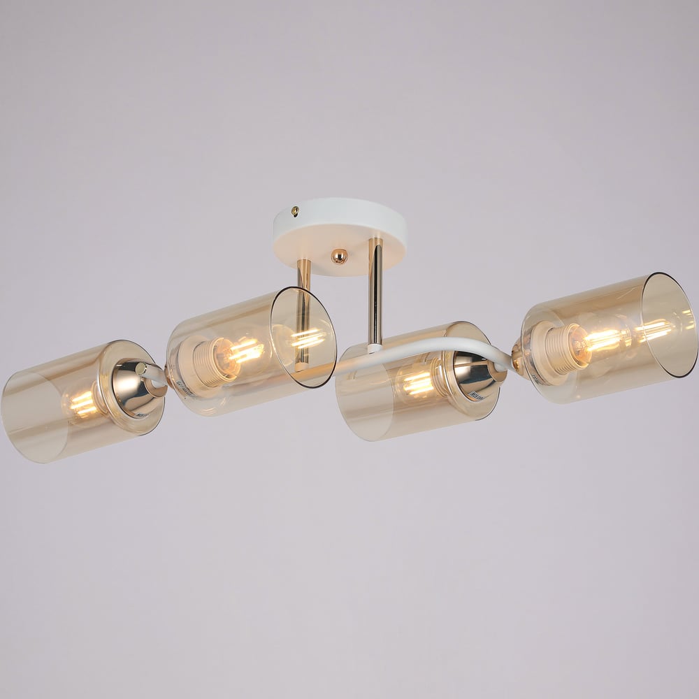 Изображение товара Потолочная люстра ILLUMICO IL8148-4COU-79 WH GD Bice - современный дизайн, 4 лампы, бело-золотой ст