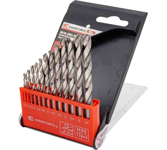 Изображение товара Набор сверл по металлу, EVERFORCE 13 предметов, 1.5 - 6.5мм EF-DBS13(60676)