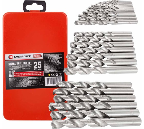 Изображение товара Набор сверл по металлу, EVERFORCE 25 предметов, 1-13мм EF-924U25(60672)