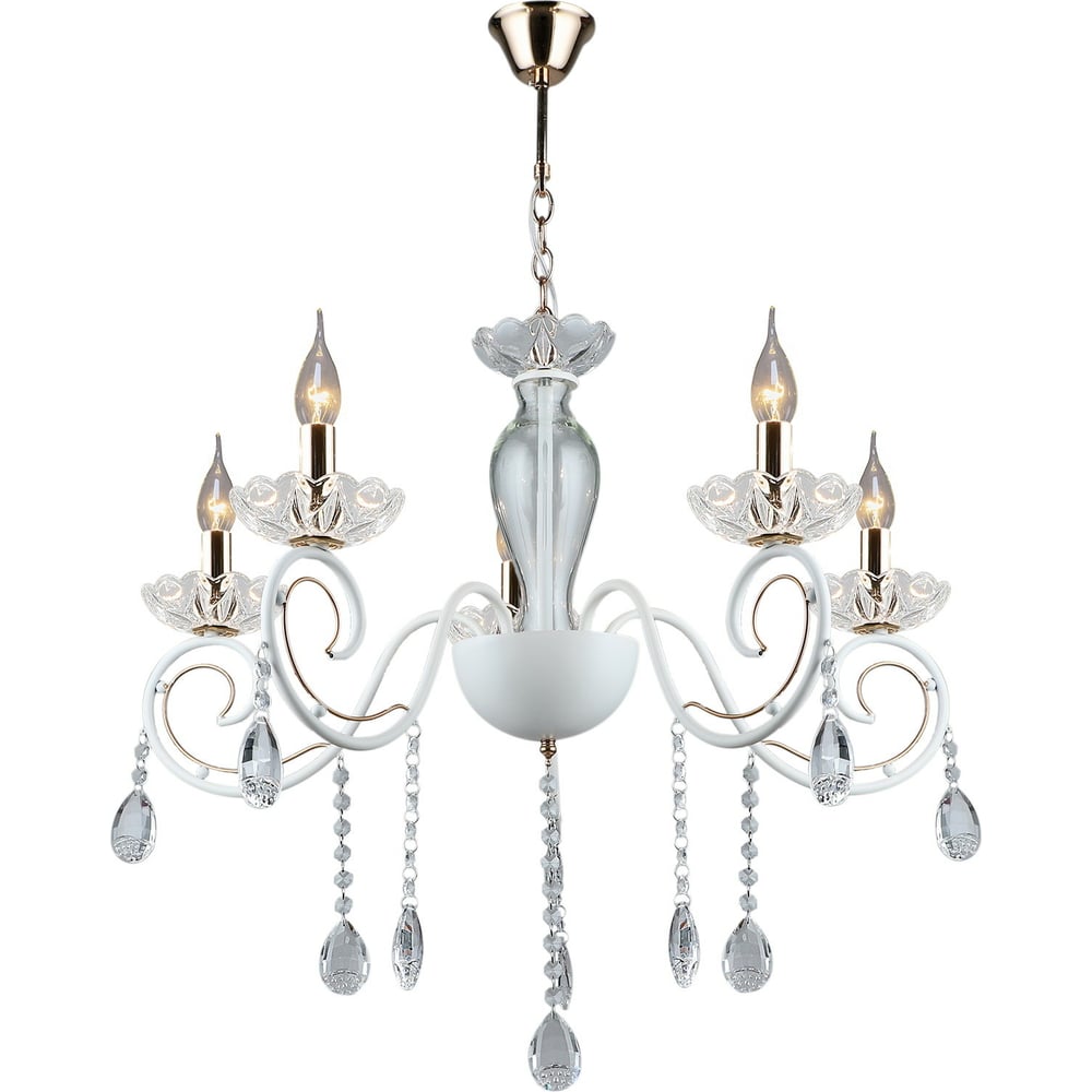 Изображение товара Подвесная люстра Reluce 03950-0.4-05 WT+FGD классика с 5 лампами Е14, диаметр 70 см