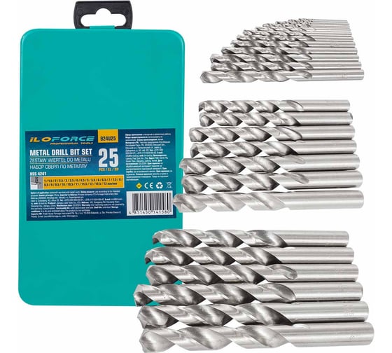 Изображение товара Набор сверл по металлу, iLOFORCE 25 предметов, 1-13мм IF-924U25(60699)