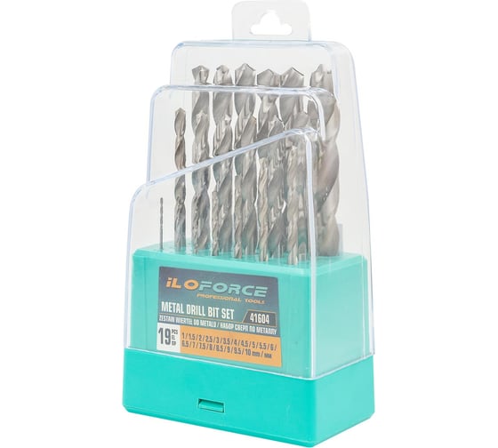 Изображение товара Набор сверл по металлу, iLOFORCE 19 предметов, 1-10мм IF-41604(60696)