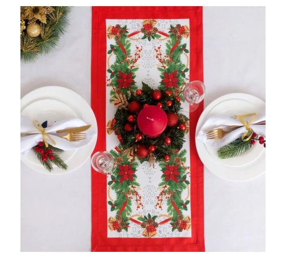 Изображение товара Дорожка на стол Этель Рождественский балл 30x70 +/-3 см, 100% хлопок, саржа 190 г/кв.м 3629037