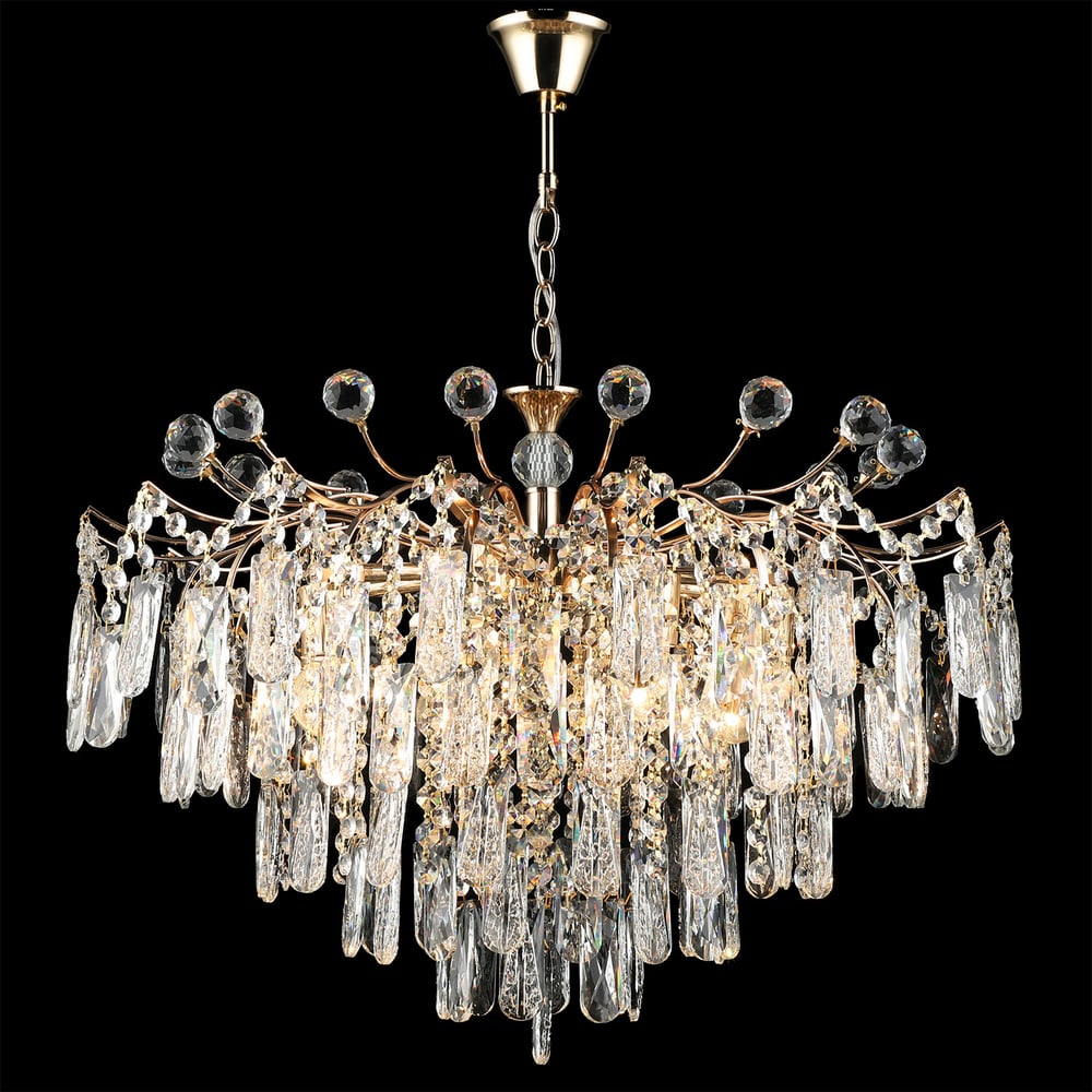 Изображение товара Подвесная люстра Reluce 02584-0.4-08 FGD 8 ламп е27 золото хрусталь для большого помещения