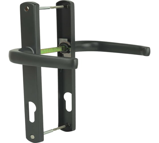 Изображение товара Нажимной гарнитур DORF ECO ручка на планке, антрацит, подпружин., м/ж 85 мм, пл. 28 мм, 2 винта, пл. загл., штифт 120 мм DORF ECO_НГ-85-7016_20