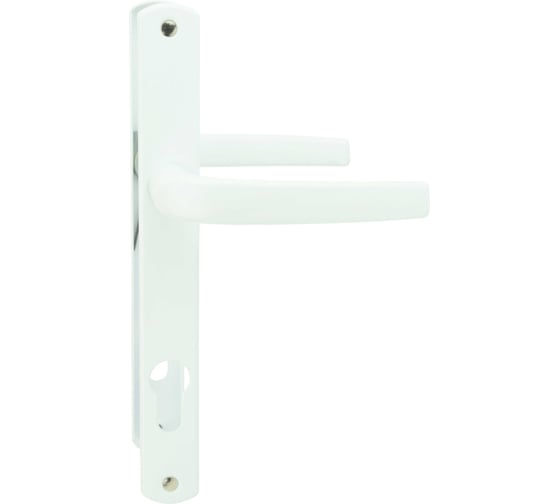 Изображение товара Нажимной гарнитур DORF ECO ручка на планке, белый, подпружин., м/ж 85 мм, пл. 25 мм, 2 винта, пл. загл., штифт 120 мм DORF ECO_НГ-85-9016_20