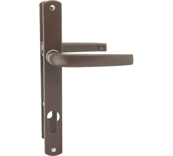 Изображение товара Нажимной гарнитур DORF ECO ручка на планке, коричневый, подпружин., м/ж 85 мм, пл. 28 мм, 2 винта, пл. загл., штифт 120 мм DORF ECO_НГ-85-8017_20