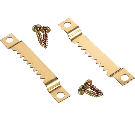 Изображение товара Зацеп зубчатый для рамки ЕВРОПАРТНЕР крепление шурупами, большой, 55 mm, латунир. сталь, 10 шт. 0296 2