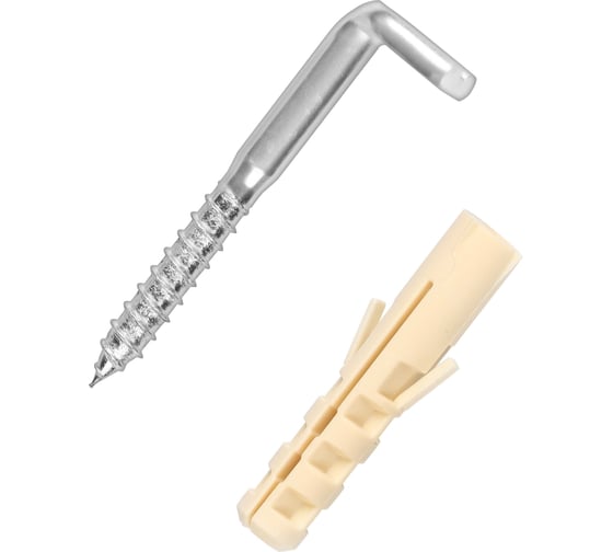 Изображение товара Крюк-шуруп ЕВРОПАРТНЕР L-образный, Zn, d5,1хL50 мм, прямой шлиц, 10 шт. 0307 2