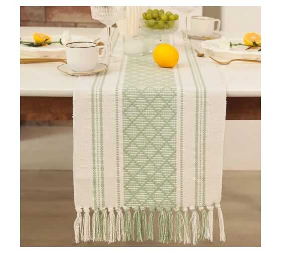 Изображение товара Дорожка Этель сканди цвет зеленый 38х150 см, 50% хлопок 50% лен 10429146