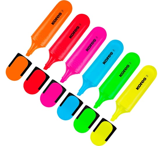 Изображение товара Текстовыделители Kores BRIGHT LINER PLUS скошенный наконечник, 1-5 мм, набор 6 цветов 1271207